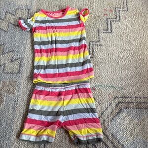 Striped Short Sleeve Pajama Set kickee pants